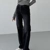 New Arrivals Open Run Women Washing Point Black Stretch Cotton Denim Pants