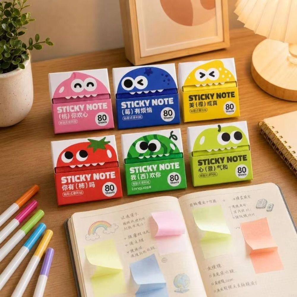 Kawaii Pull-out Sticky Notes Pearlescent Square Writing Pad Portable Cartoon Notepads Office
