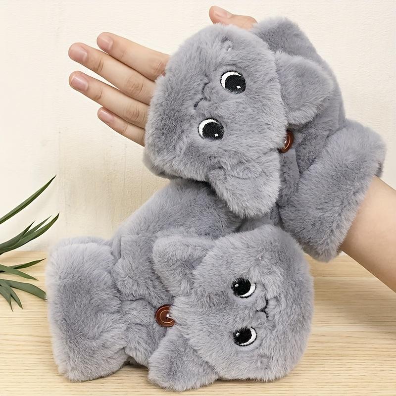 1PAIR Winter Plush Gloves, Perfect Christmas Gift Thick Insulation Cute Fashion Multipurpose