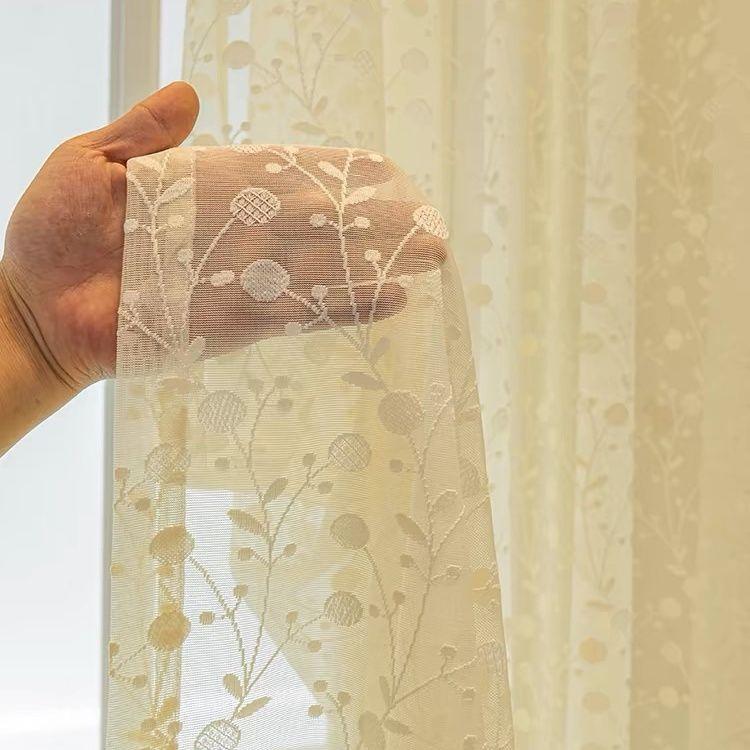 Легкая роскошная газовая занавеска для гостиной, балконная занавеска, спальня, экран для окна, затемнение, пасторальная вышивка, эркер, белая пряжа