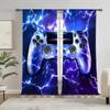 2pcs Cool Lightning Gamepad 3D Printed Thin Curtains for Boys Bedroom Living Room Curtains Perfect For Gaming And Home Decor