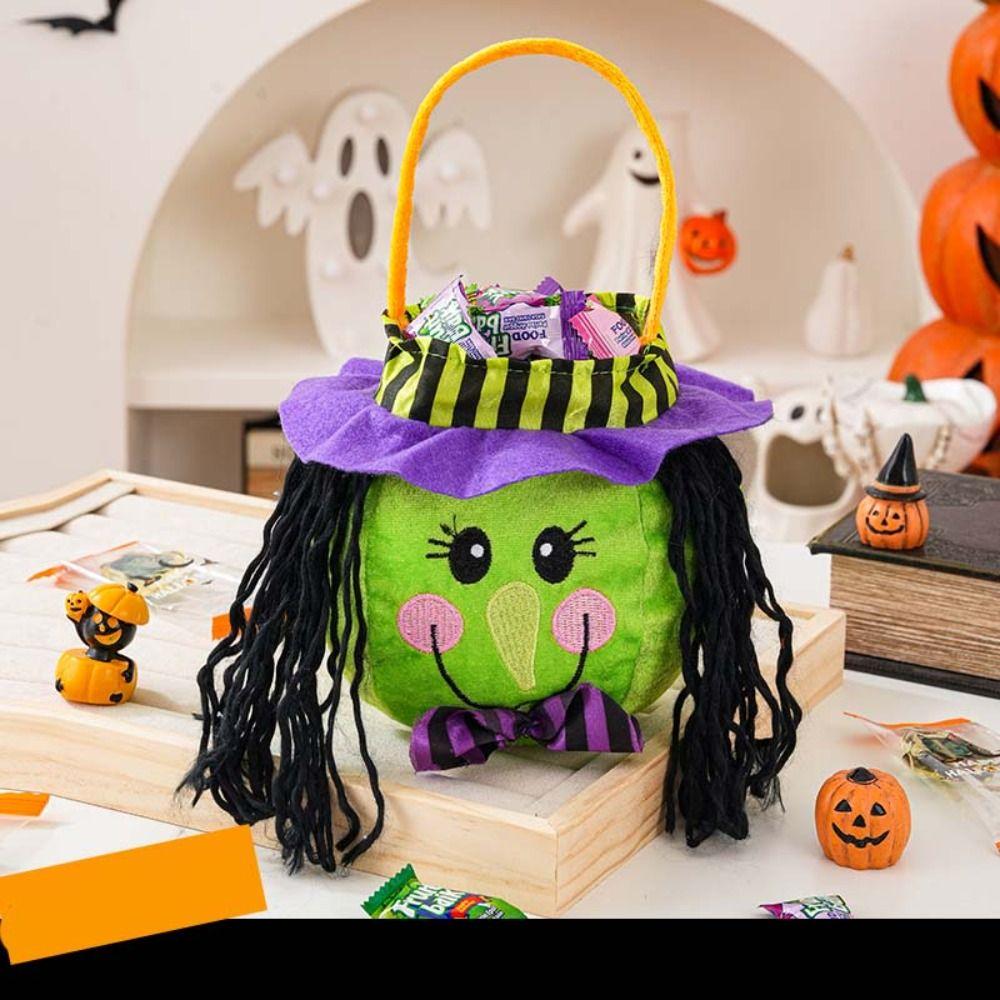Cloth Pumpkin Candy Bucket Trick or Treat Stuffed Cotton Tote Bags Kawaii Halloween Candy Bag  Kids