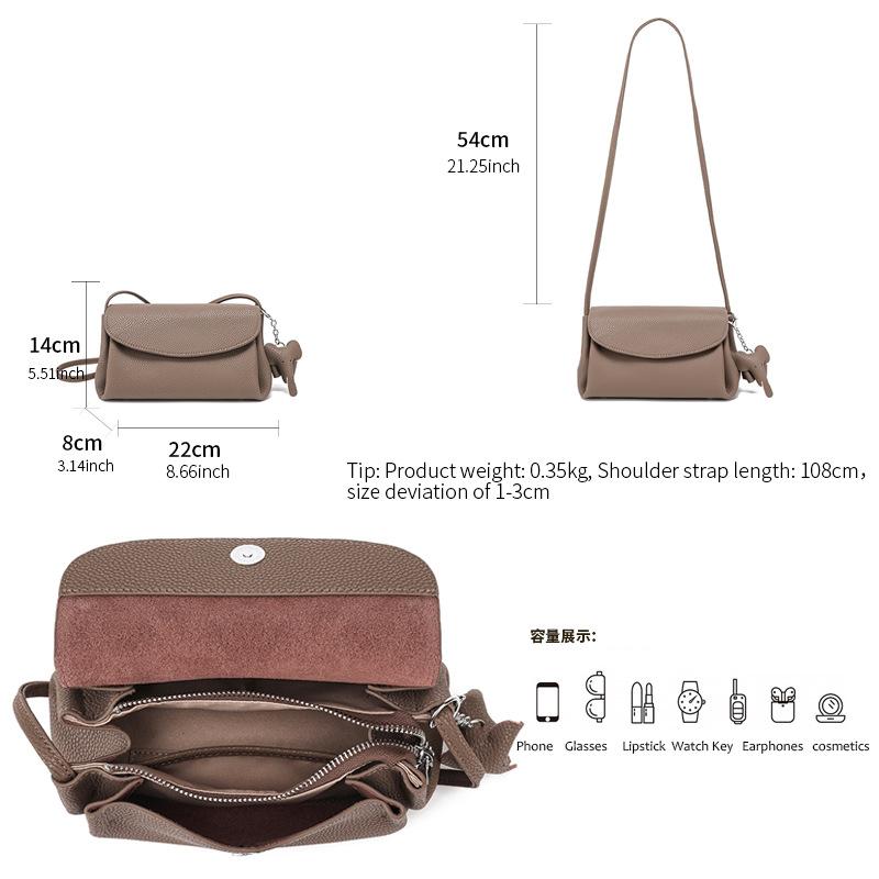 Fashionable Cowhide Small Crossbody Bag for Women 2025 New Model Single Shoulder Bag Niche Versatile Commuting Phone Coin Purse