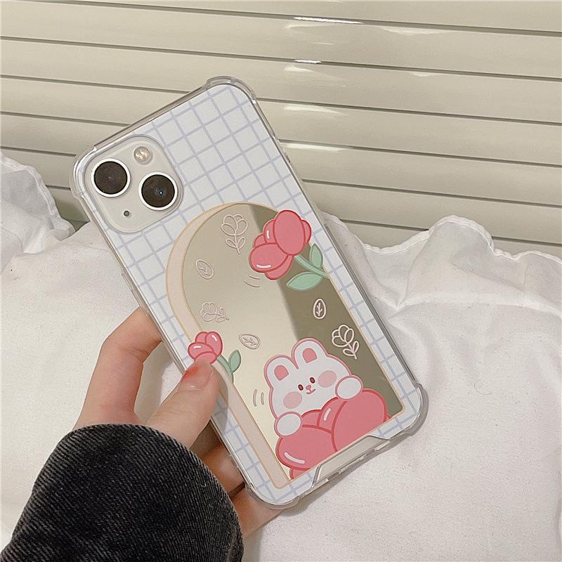 Зеркальный чехол Zhitai Cartoon Rabbit для iPhone 14, 16 и 12 Pro Max