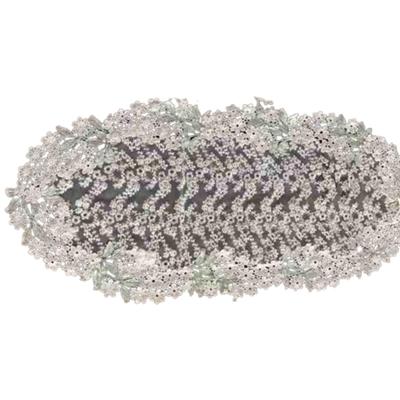 Кружевной вышитый скатерть/дорожка на стол серии Vivienne Crystal Margaret (WK1002L4) - Центральный элемент стола, 35x90 см, Цвет слоновой кости и Зеленый