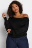Women's Fashion New Plus Big Size Sweater Black Boat Neck Knitwear Sweater