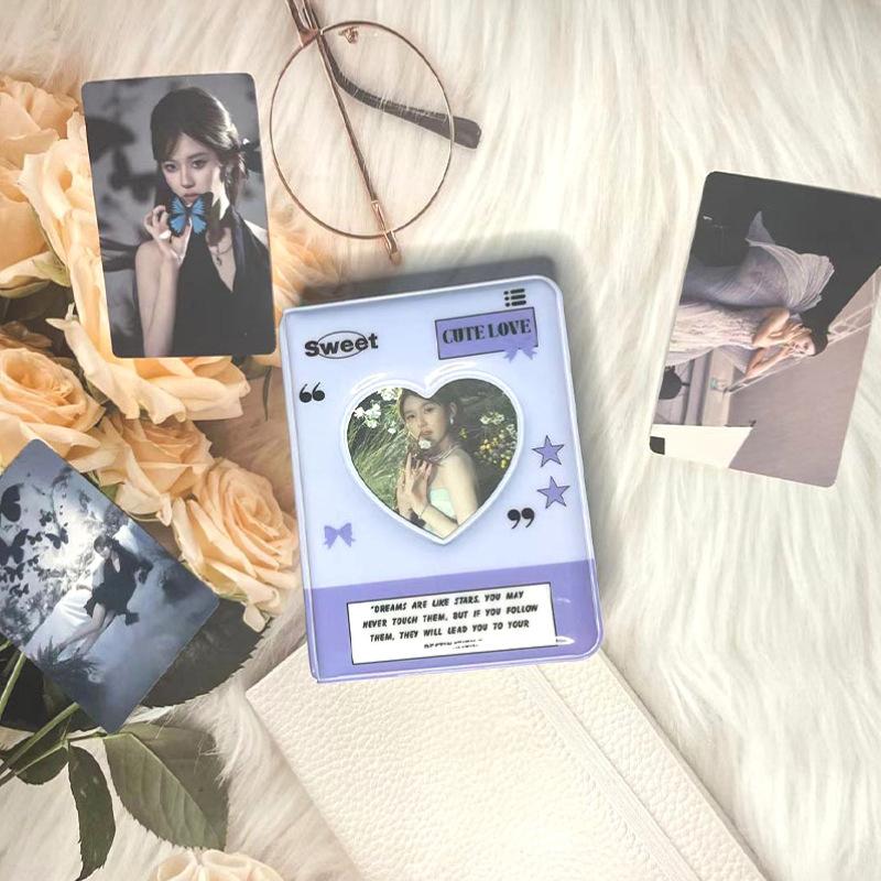 Letter Print 3 Inch Kpop Binder Round Hollow Photocard Holder Show Up Now Ins Photo Album Idol Cards Collect Book 40 Pocket