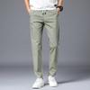 Men's Pants Summer Pants Slim Fit Trend Versatile Solid Color Thin Elastic Waist Casual Pants Spring/Summer