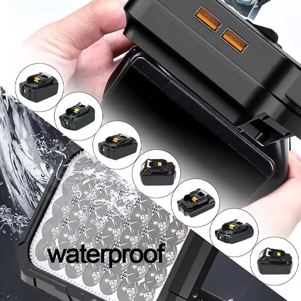 Рабочий фонарь с двойной ручкой для аккумулятора Makita 18V, портативная светодиодная лампа, беспроводной прожектор с USB-зарядкой P X5T8