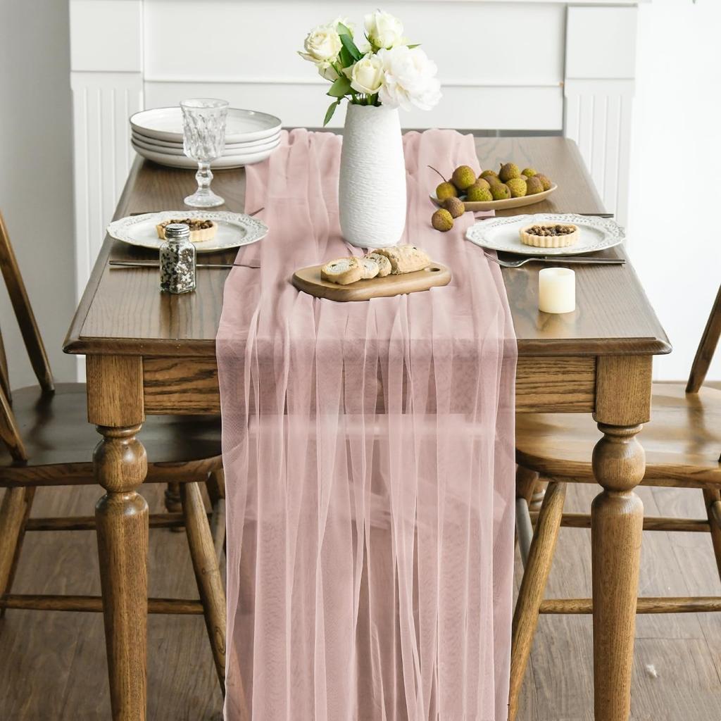Gauze Table Runner Sheer Arch Wedding Table Setting Christmas Dining Birthday Baby Shower Party Cake Decor Banquets Arches Decor