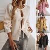 2025 Autumn and Winter, Women's Top, Casual, Loose, Cardigan, Tie Up, Solid Color Sweater, New Sweater