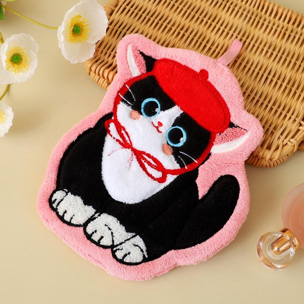 Cute Cat Kitchen Toilet Handkerchief Soft Washcloth New Hand Towel