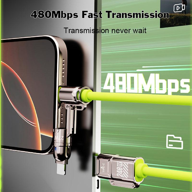 240 Вт 4 в 1 цинковый сплав кабель для зарядки USB/Type-C на Type-C/8Pin быстрая зарядка быстрая передача быстрая зарядка