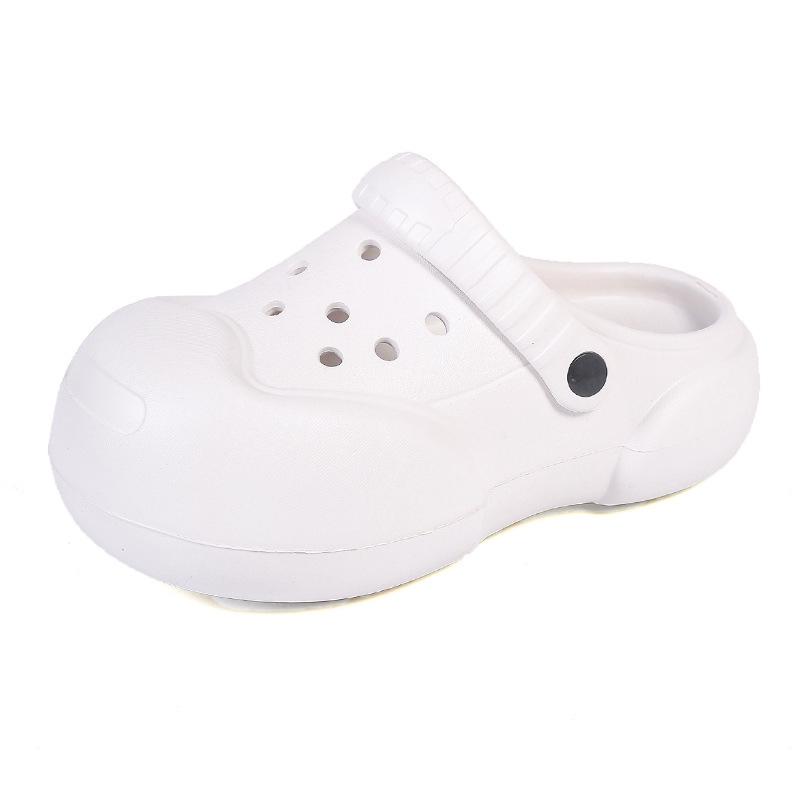 2024 летняя мода модные тапочки дырка обувь мешок голова женская большая голова толстая подошва дышащая мягкая подошва наступать на дерьмо чувство мешок голова половина перетаскивания