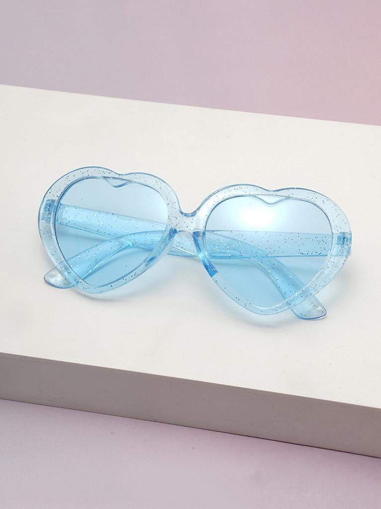 Glitter Heart Kids Sunglasses UV Protection Sparkly Transparent Frame Cute Shades for Girls Perfect for Beach & Parties KJ074