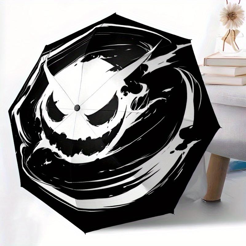 1pc Spiral Face Ghost Automatic Umbrella High Quality Canopy, Portable Folding Umbrella with, Ideal Gift for - Travel, Everyday, Formal Events, Stylis