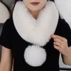 Imitation Fur Winter Scarf with Faux Fur Balls Solid Color Thickened Warm Neck Shawl