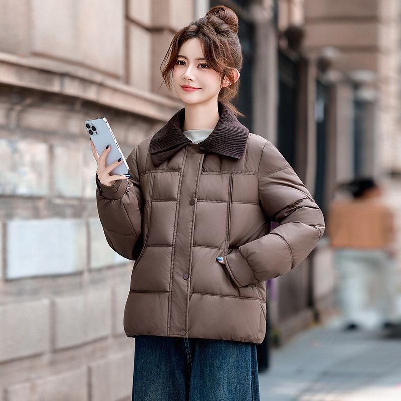[One piece] Versatile small winter feather clothes women's fashion lapel thickened cotton-padded jacket