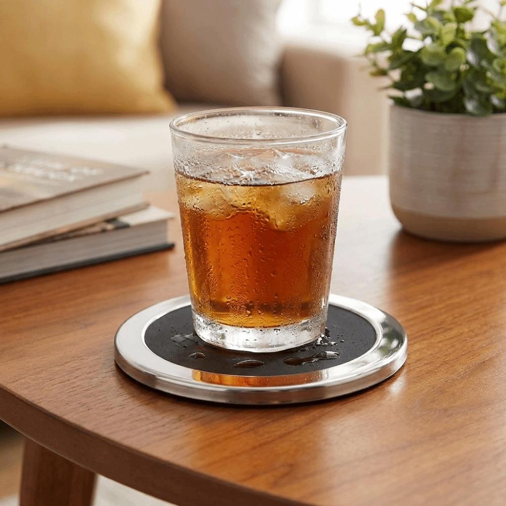 6PCS/SET Round Stainless Steel Coaster Minimalist Drink Pad Creative Insulation Cup Mat Bar