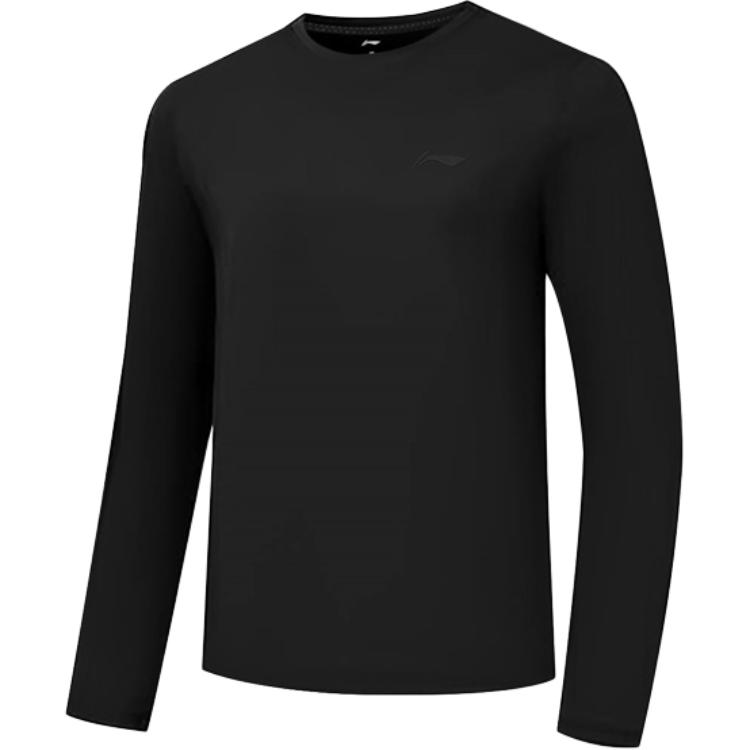 Li Ning Спортивный Повседневный Простой Однотонный Пуловер с Круглым Вырезом Удобная Универсальная Футболка с Длинным Рукавом Мужские Топы ATLU217-1