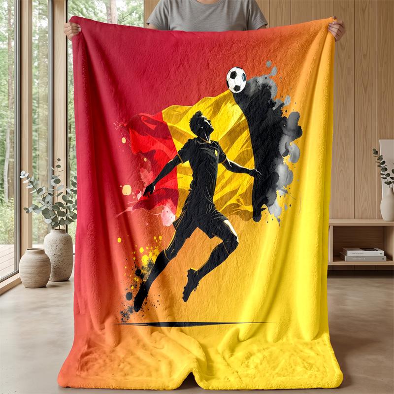 Belgium Football Printed Flannel Blanket Skin Friendly Warm Decorative Throw for Indoor Couch Bed Daily Use