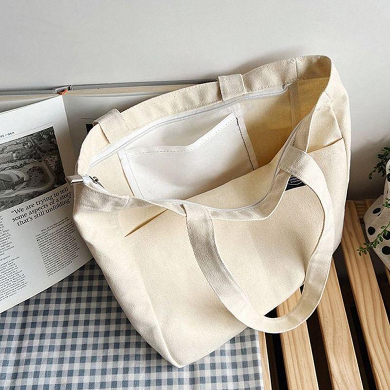 Женская Холщовая Сумка Сплошной Цвет Дизайнерская Женская Повседневная Сумка Сумка Большой Вместимости Хлопковая Многоразовая Пляжная Сумка Для Покупок