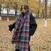 Soft Cold-proof Houndstooth Plaid Double-Sided Women Scarf Christmas Muffler Neckerchief Wrap