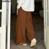 INCERUN Men Casual Zipper Waist Side Ruffled Casual Long Wide Leg Pants Trousers