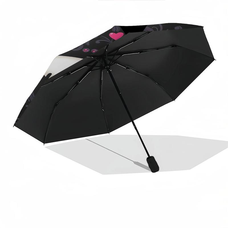 Hello Kitty,Gothic Style Automatic Folding Umbrella-Simple 8-Rib Design, Bright Cartoon Pattern, Durable Iron Frame, Suitable For Travel, Ou