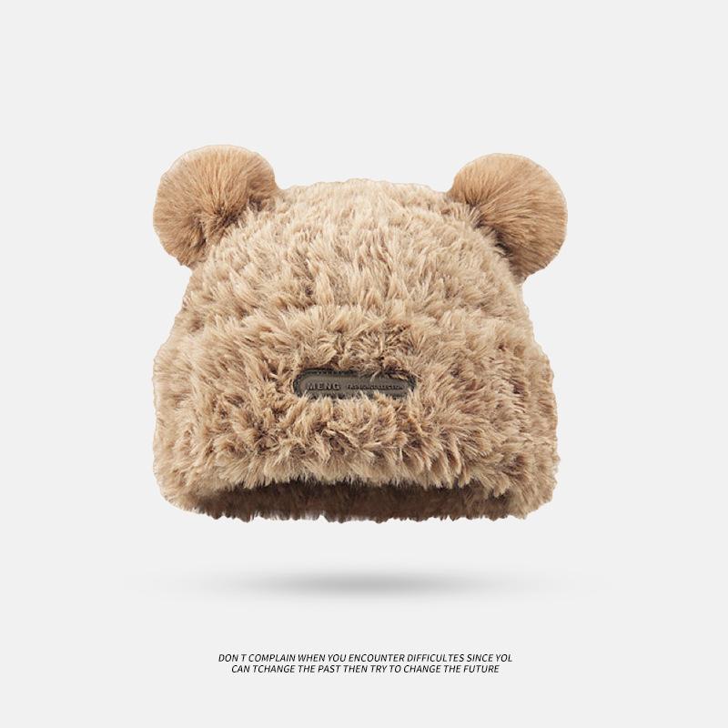 Плюшевая вязаная шапка Осень и Зима Теплая шапка с защитой ушей Большой обхват головы Шапка-пуловер Универсальная шерстяная шапка для защиты от холода