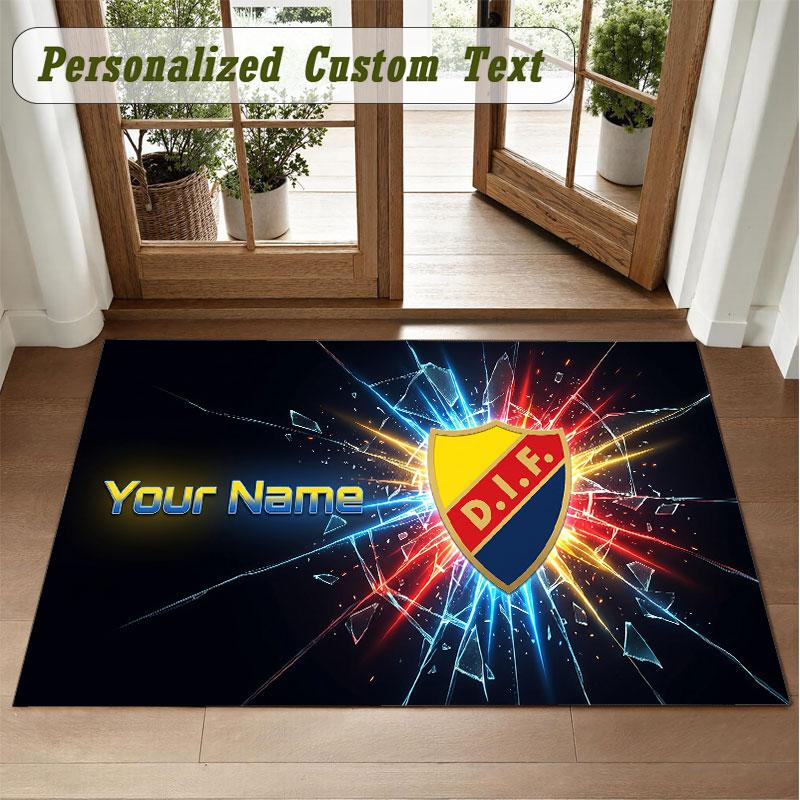 Crystal Velvet Square Rug Custom NameDjurgårdens IF Pattern Non Slip Home Floor Decor Rug