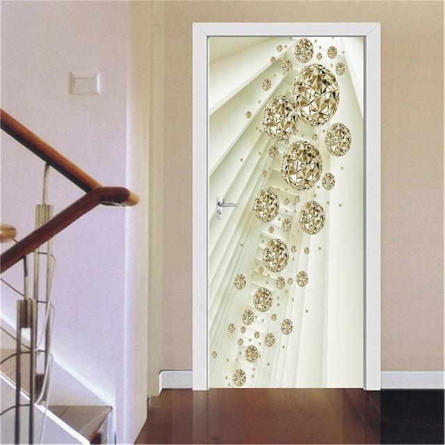 3D золотые наклейки для украшения дверей, мраморные простые абстрактные линии, цветы, обои для гостиной, домашний декор, художественные наклейки для спальни