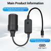 Car Adapter USB C Male To 9V 12V Car Cigarette Lighter Socket Step Up Cable Female Power Cord for Power Bank DVR
