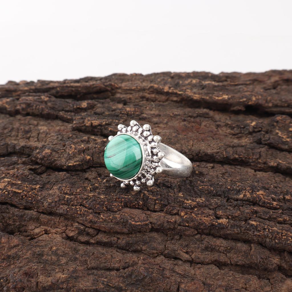 Malachite Ring, 925 Sterling Silver Ring Jewelry. Handmade Spiritual Ring Gemstone Jewelry Gift for Her