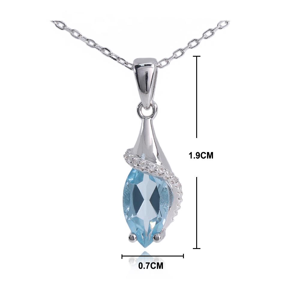 Женское ожерелье из стерлингового серебра 925 пробы с подвеской из натурального небесно-голубого топаза, изящные ювелирные украшения для вечеринки, дня рождения, повседневной носки