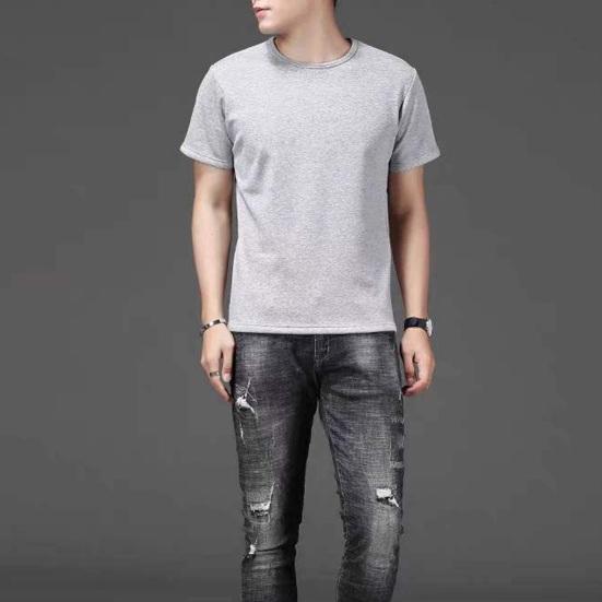 Летняя мужская футболка больших размеров, однотонная, с круглым вырезом, с короткими рукавами, средней длины, с хорошей воздухопроницаемостью, пуловер, топ