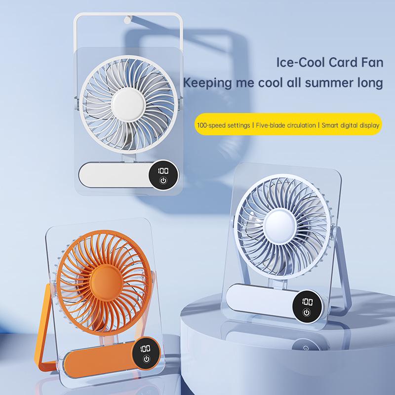 Ultra-Thin Rechargeable Transparent Desktop & Handheld Fan with Infinitely Variable Speed