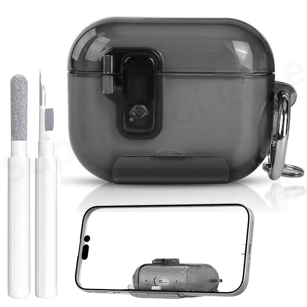 Для AirPod Pro 3 Чехол-подставка для телефона со шнурком и набором для чистки Мягкий ТПУ Противоударный Защитный чехол для AirPods Pro 3-го поколения