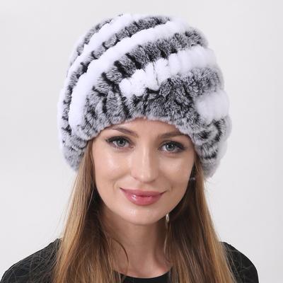 Зимняя теплая вязаная меховая шапка из кроличьего меха с ананасом, женские толстые шапки, шапочки для мамы