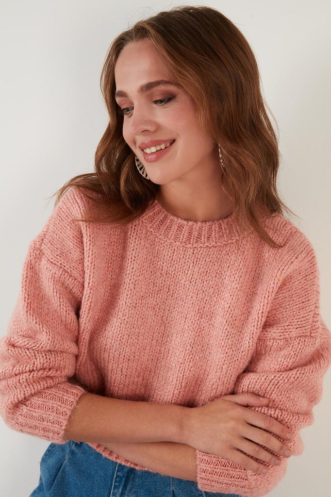 Women's Fashion Pullover Long Sleeve Sweaters Autumn and Winter Casual Knitted Top T-shirt One Size SL