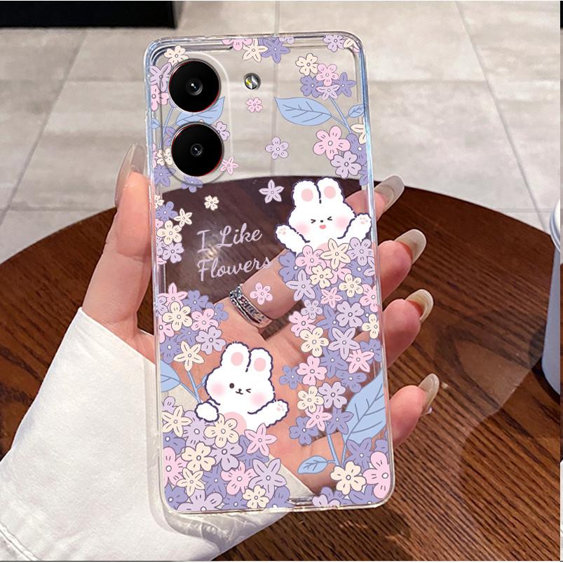 Чехол для Poco X8 Pro Прозрачный Роскошный Милый Заяц с Сердечком Забавный Мягкий Силиконовый Чехол из ТПУ для Телефона Poco X8 Pro Max X8Pro 5G Задняя Крышка