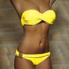 2 Pcs/Set Summer Bikini Solid Color Strapless Simple Push Up Women Swimsuit for Beach