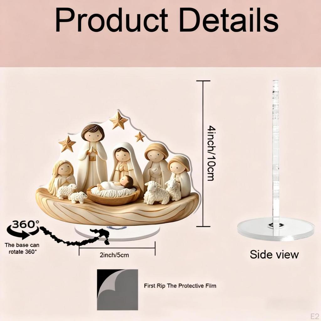 2D Jesus Birth Decor Desktop Ornament Acrylic Nativity Scene Table Centerpiece for Party