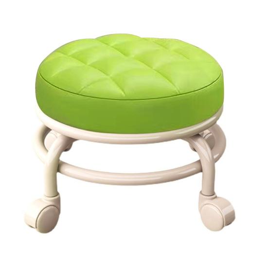 Низкий табурет на роликах с колесами, вращающимися на 360 градусов, подушка из искусственной кожи с губчатым наполнителем, современный круглый табурет на роликах для домашнего офиса и магазина