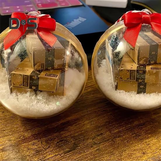 Забавные мини-упаковки, украшение, рождественский прозрачный шар, подвеска, рождественская елка, подвесная экспресс-коробка, украшение, подарочная коробка