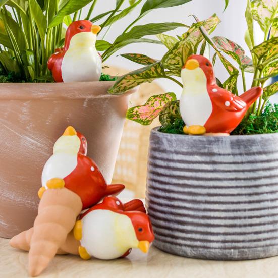 4 шт. самополивающихся шипа в форме птицы, терракотовые глиняные шары для полива растений, вставка для горшка, автоматический поливщик для сада, балкона