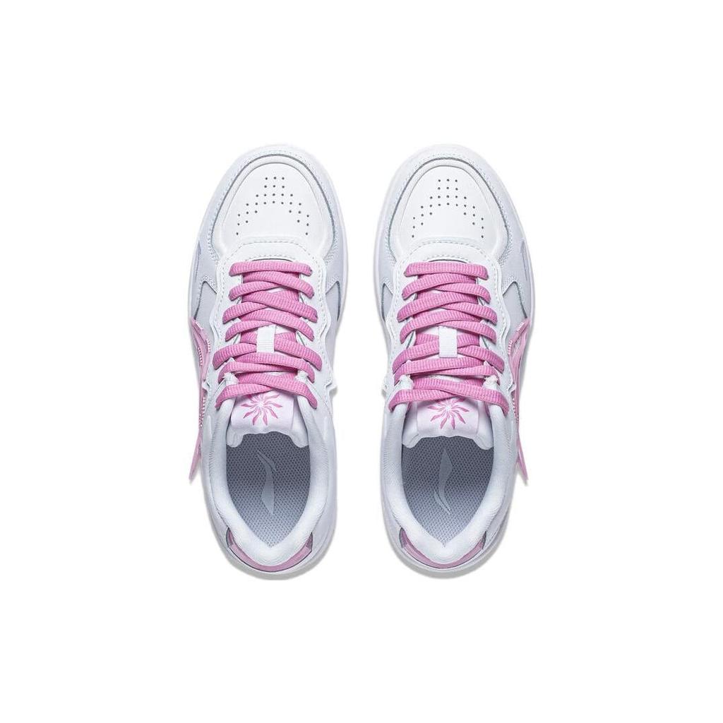 Li Ning Rising Phoenix Нескользящие Нескользящие Низкие Скейтбордические Кроссовки Женские Белый Розовый AGCT380-3