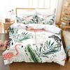 Пододеяльник Фламинго Кинг/Квин Сайз Зеленый Декор Тропические Листья Постельный Комплект Пальма Цветок Мягкий 2/3 шт Полиэстер Чехол для Одеяла