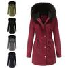 Autumn and Winter Women's Pie Overcoming Plus Velvet Loose Fur Collar Hooded Warm Cotton Jacket