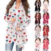 Women's Fashion Casual Printed Medium Length Cardigan Jacket Coat